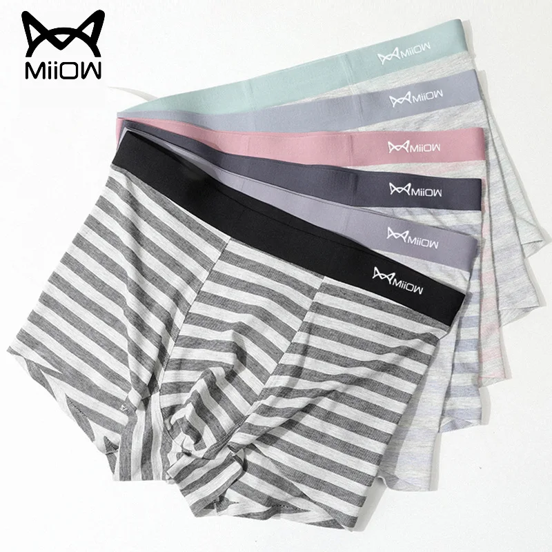 Men's underwear simple stripe boxer graphene antibacterial breathable sports shorts 3PCS