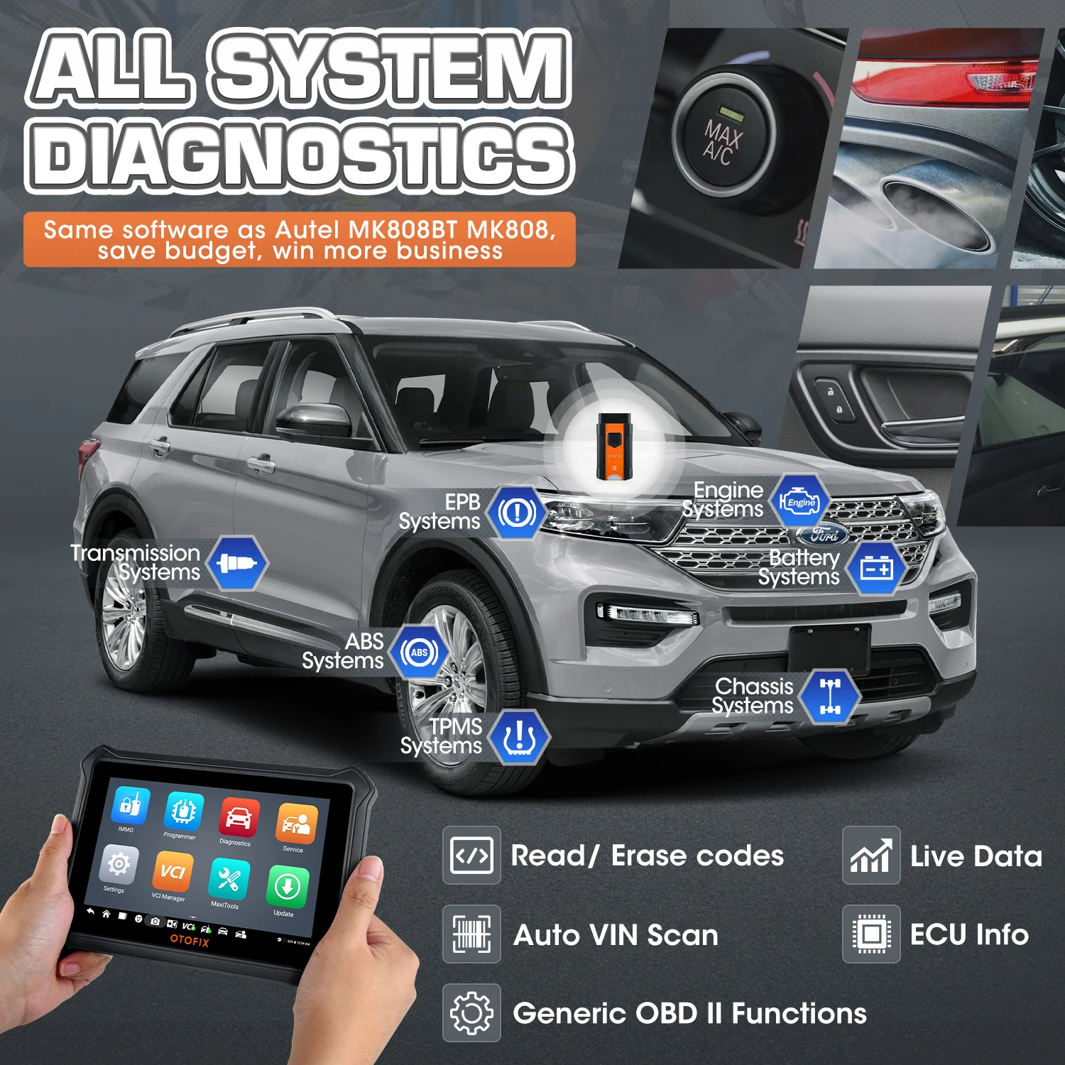 Autel OTOFIX D1 Lite OBD2 сканер для диагностики уровня автомобиля сброс масла DPF EPB ABS SAS