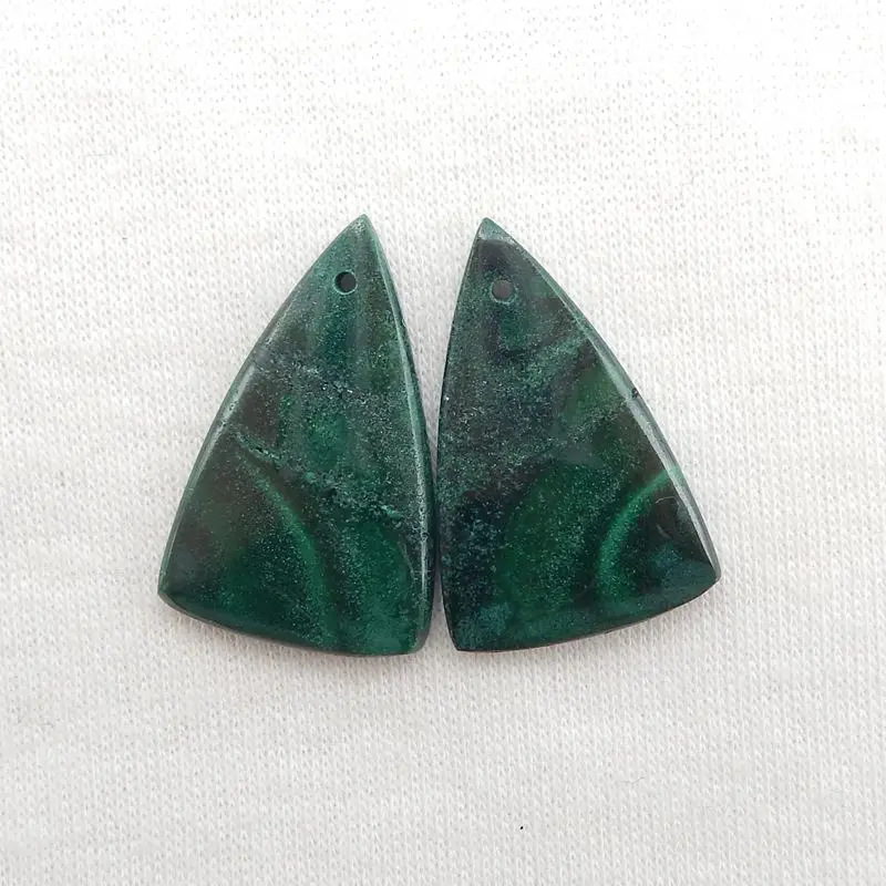 Natural Stone Malachite Triangle Earring Bead 26x17x4mm 7g Semiprecious Beauty Jewelry Earrings Accessories