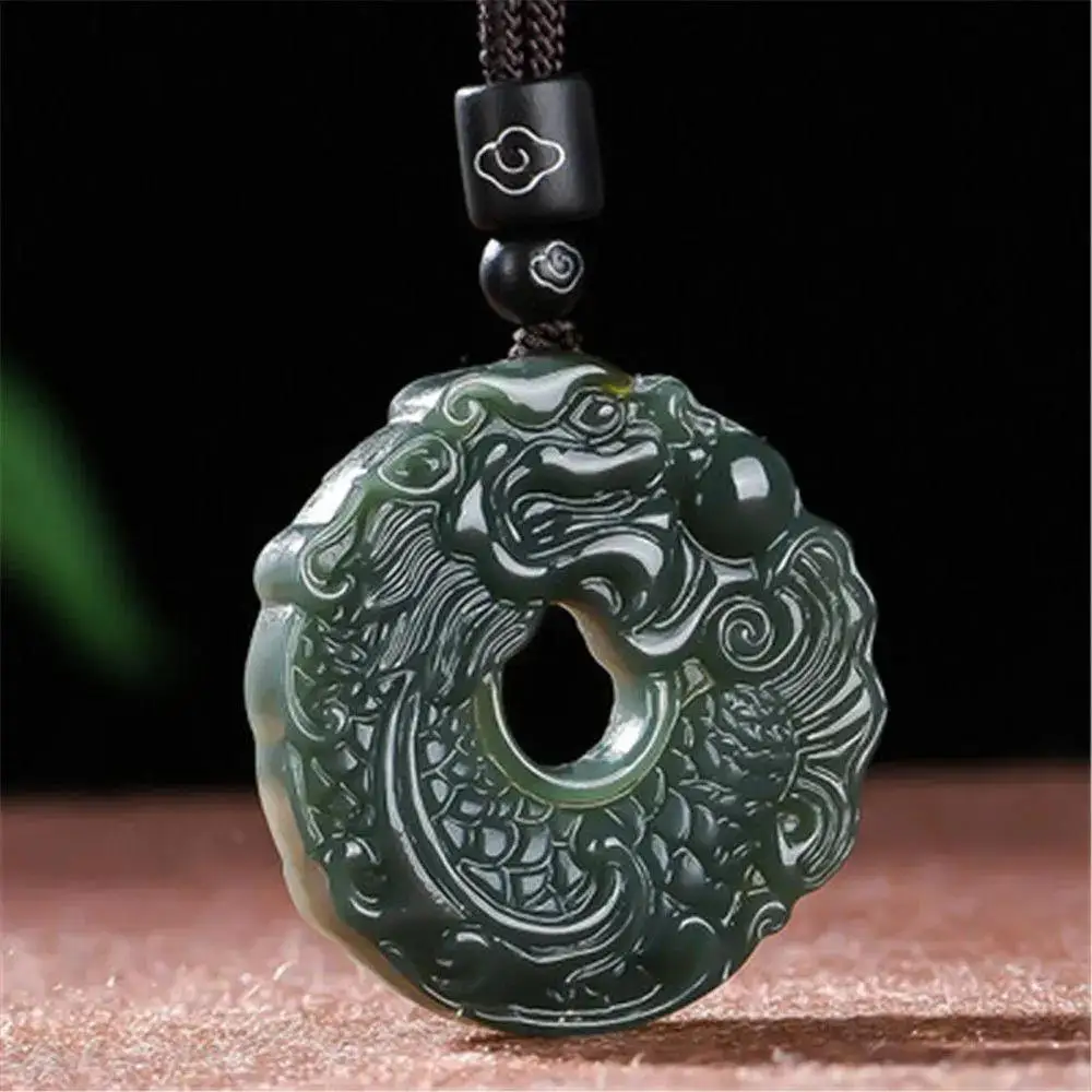 Hot Selling Natural Hand-carve Hetian Cyan Jade Ichthyosaur Necklace Pendant Fashion Jewelry Men Women Luck Gifts