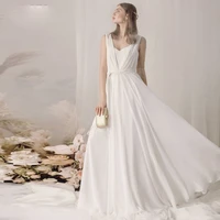 sweetheart chiffon boho chic wedding dresses 2022 elegant a line lace up backless bohemian bridal gowns vestidos de novia