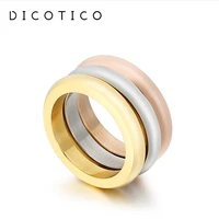 simple round women ring set 3 layers gold silver color stainless steel ring for women wedding bands fashion jewelry accessories