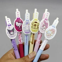 kawaii sanrios pen cute kittys kuromi my melody cinnamoroll cartoon anime press black signature pen plush toys for kids gifts