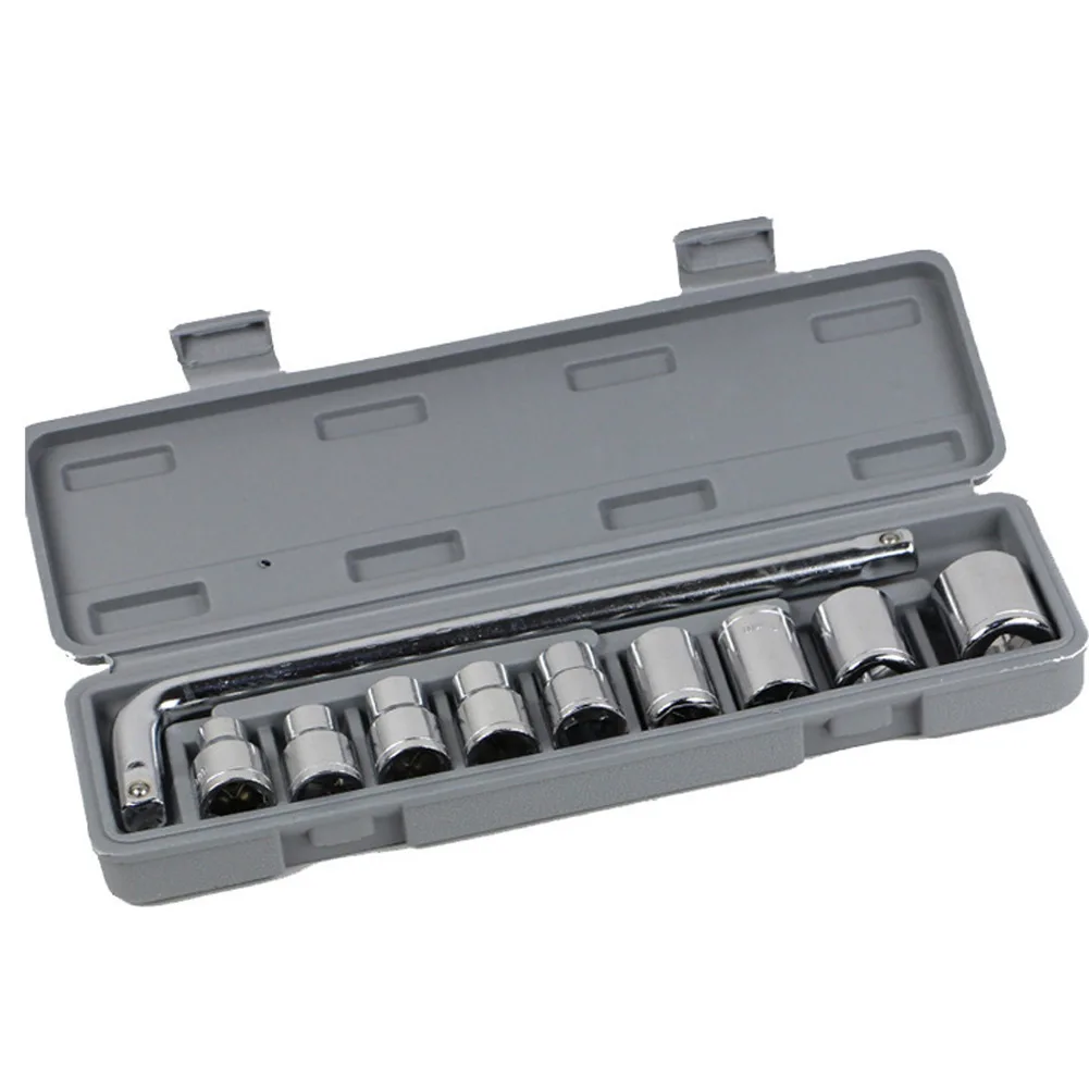 

10pcs Hexagon Wrench Socket Set 8-24mm Sleeve Head For Motorcycle Bicycle Car Machinery Repair 28*10*5cm