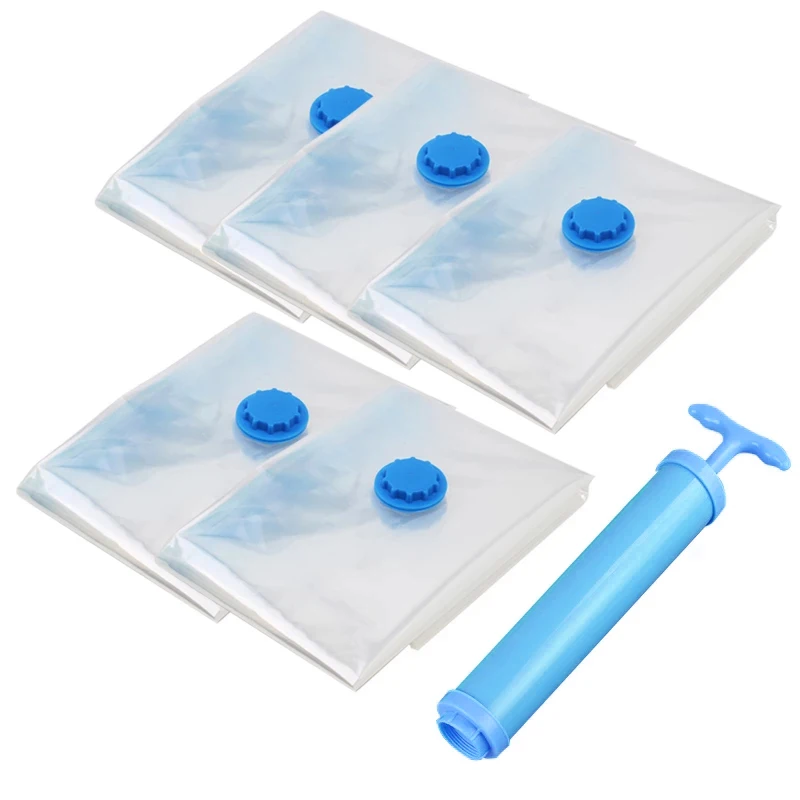 

Durable Vacuum Storage Bags For Clothes Pillows Bedding Blanket More Space Save Compression Travel Hand Pump Seal Zipper