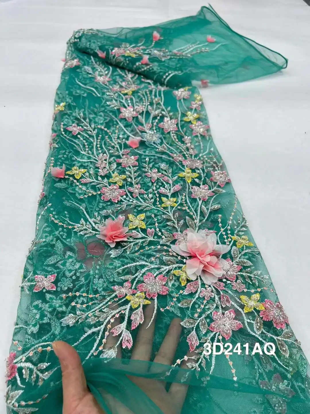 Роскошная африканская кружевная ткань с блестками и бисером 2024