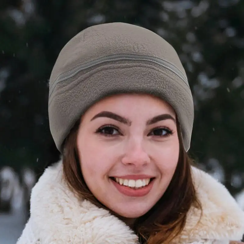 Reflective Running Hat Winter High Visibility Unisex Beanie Warm Cuffed Safety Windproof