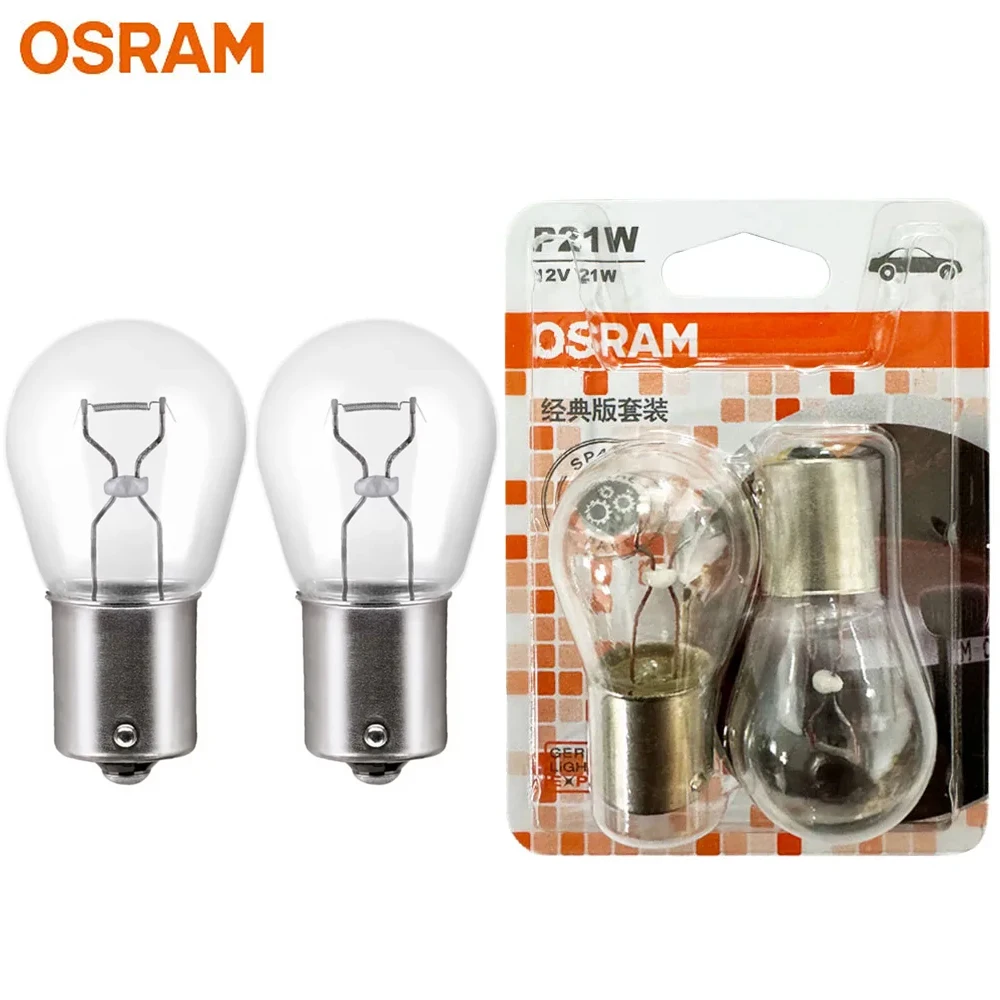 

OSRAM Original P21W BA15s Автомобильный указатель поворота Галогенный светильник OEM Оригинальная линия Металлические основания Указатели поворота 12 В 21 Вт S25 7506, пара