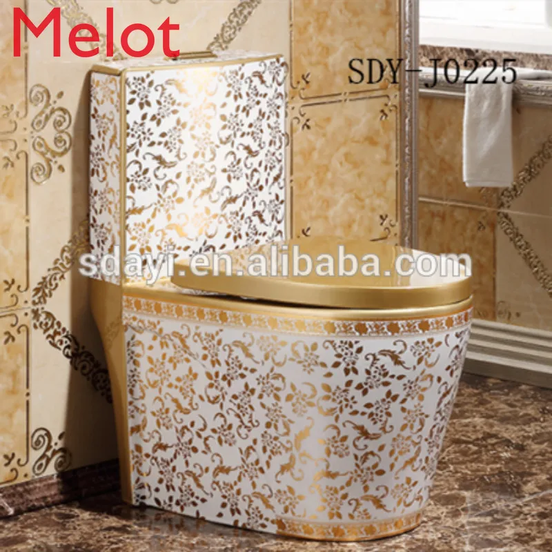 

Санитарная посуда, чаша для унитаза с керамическим покрытием золотого цвета