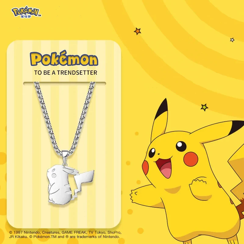 

Парное ожерелье Покемон Пикачу, стальное титановое ожерелье без выцветания, трендовая дизайнерская цепочка на ключицу в подарок