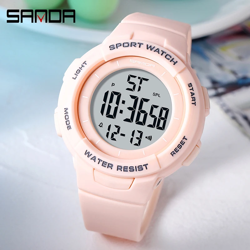SANDA 2023 New Women Electronic Watch Multifunctional Sports Timer Shockproof Womens Watches Alarm Clock Casual Watch Waterproof