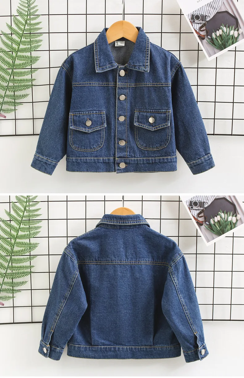 

New Boys Girls Denim Jacket Spring Autumn Korean Version Baby Top Middle and Small Children's Clothing Jacket Out Coat 2-4-6-8