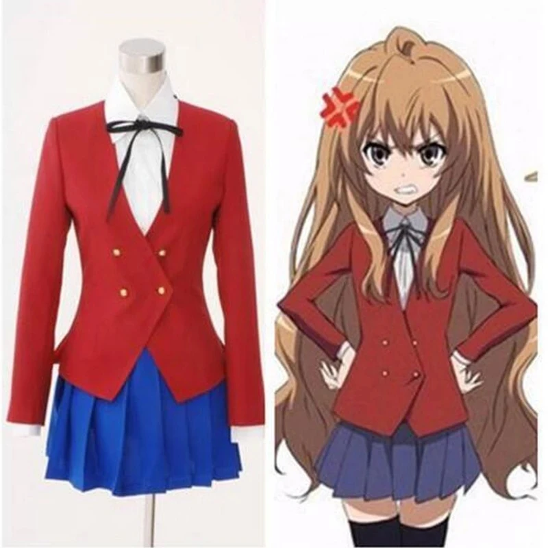 

Anime TIGER DRAGON Toradora Cosplay Taiga Aisaka Cosplay Costumes Skirt School Uniforms Full Set Custom Made Halloween Costume