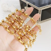 amaiyllis 18k gold vintage link interlocking statement chunky necklace bracelet simple stacked thick chain hip hop jewelry set