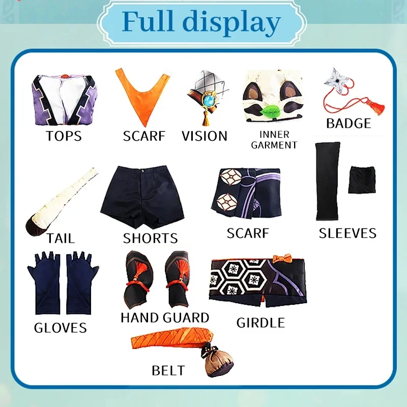 Genshin Impact Sayu Косплей Костюм для взрослых Карнавальная форма парик аниме Хэллоуин