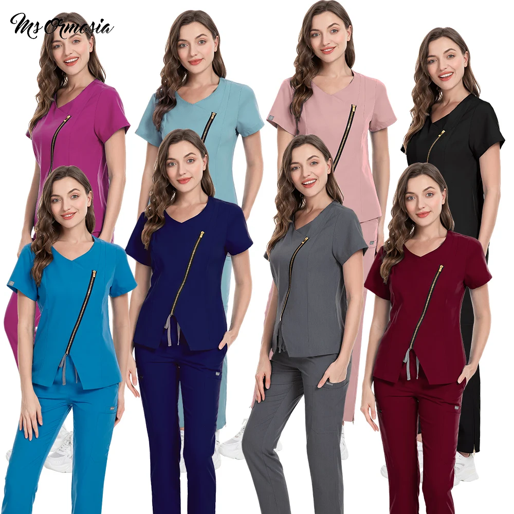 

Медицинская униформа женский скрабы наборы Топы Брюки хирургические платья Женский зоомагазин косметология спа-салон одежда для доктора