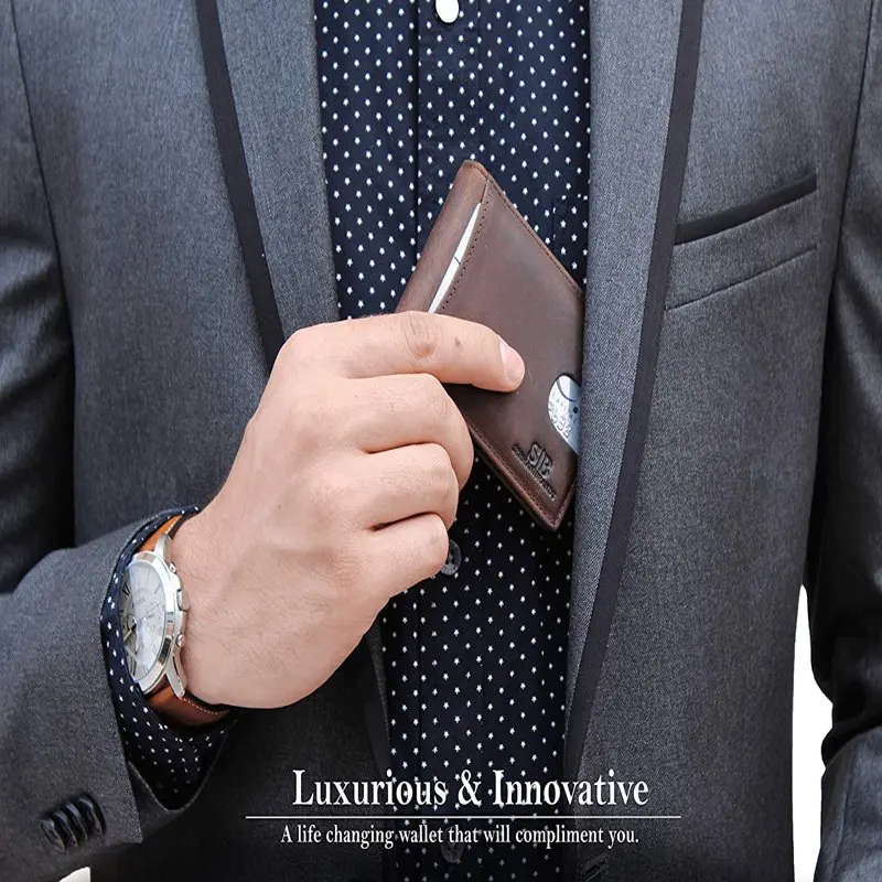 Money Clip Wallet | Mens Wallets slim | Front Pocket | RFID Blocking Card Holder | Minimalist Mini Bifold | Texas Brown