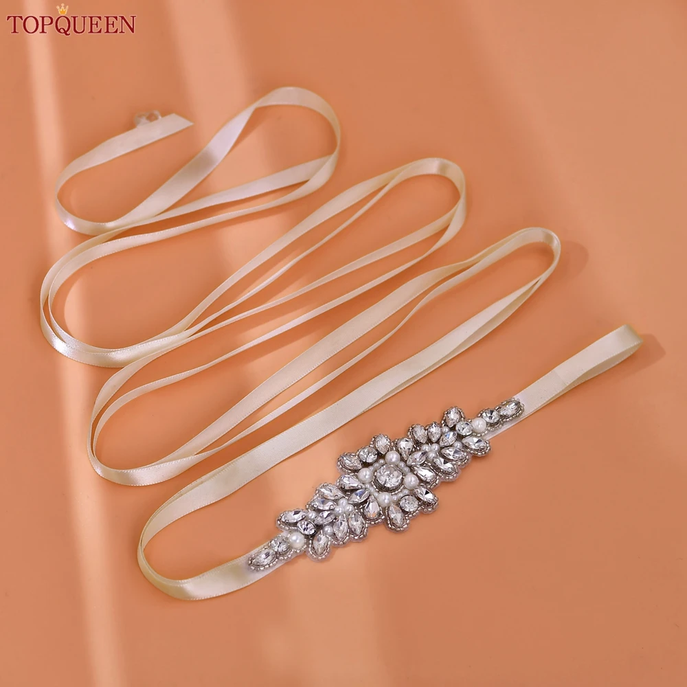 TOPQUEEN Свадебный тонкий пояс ювелирное изделие Аппликация Пояс для невесты
