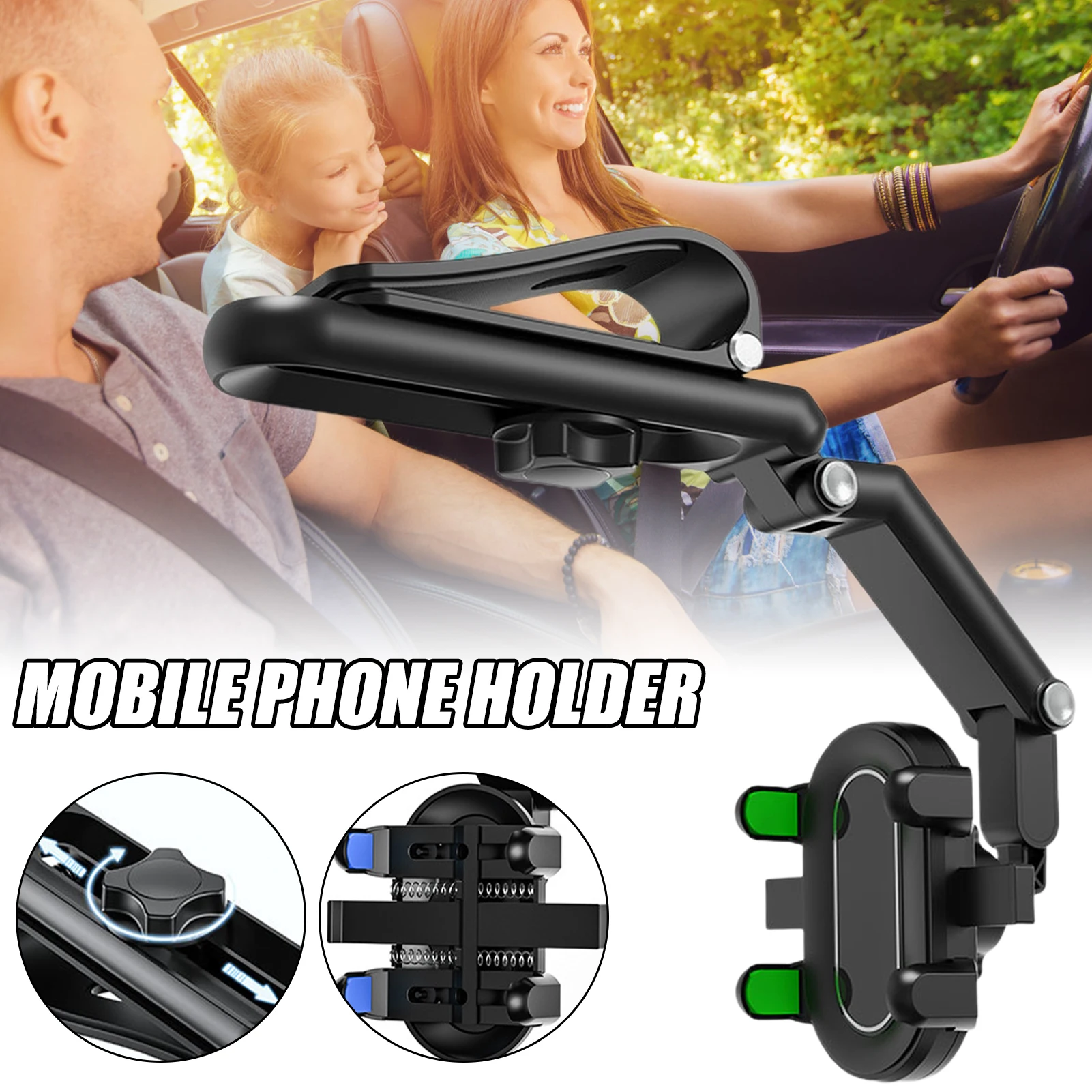 

1080° Car Rearview Mirror Mount Phone Holder Universal Vehicle Mount Phone GPS Holder Rotating Multifunctional Phone Holder