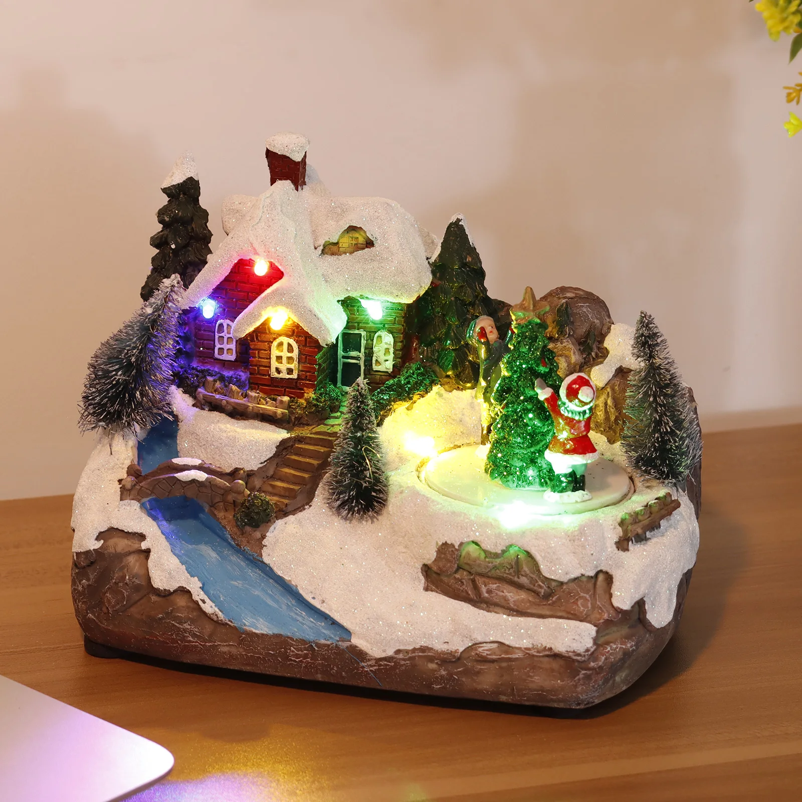

Christmas Village House Light Decoration Xmas Luminous Snow House Figurine With LED Light Ornament New Year Natale Navidad Noel