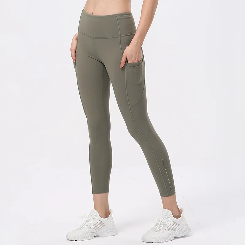 2023 New Wave Dot Printed Yoga Pants Side Pockets High Waist Pants Lulu Fitness Hip Lift Yoga Pants for Women