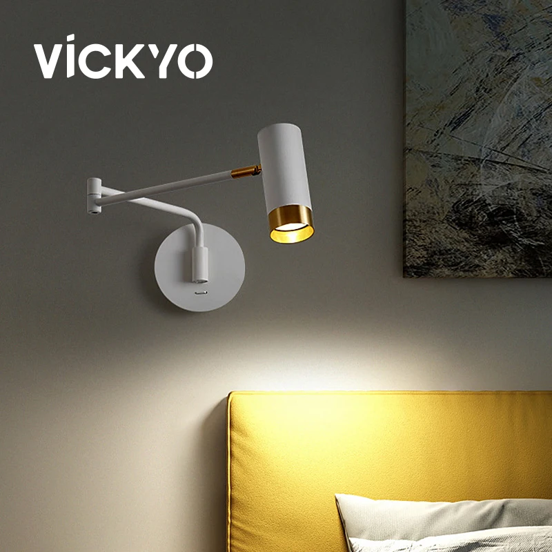 

VICKYO, раздвижной настенный светильник, настенная лампа с выключателем, современное светодиодное настенное освещение для гостиной, спальни, прикроватная лампа, лампы для чтения для Кабинета