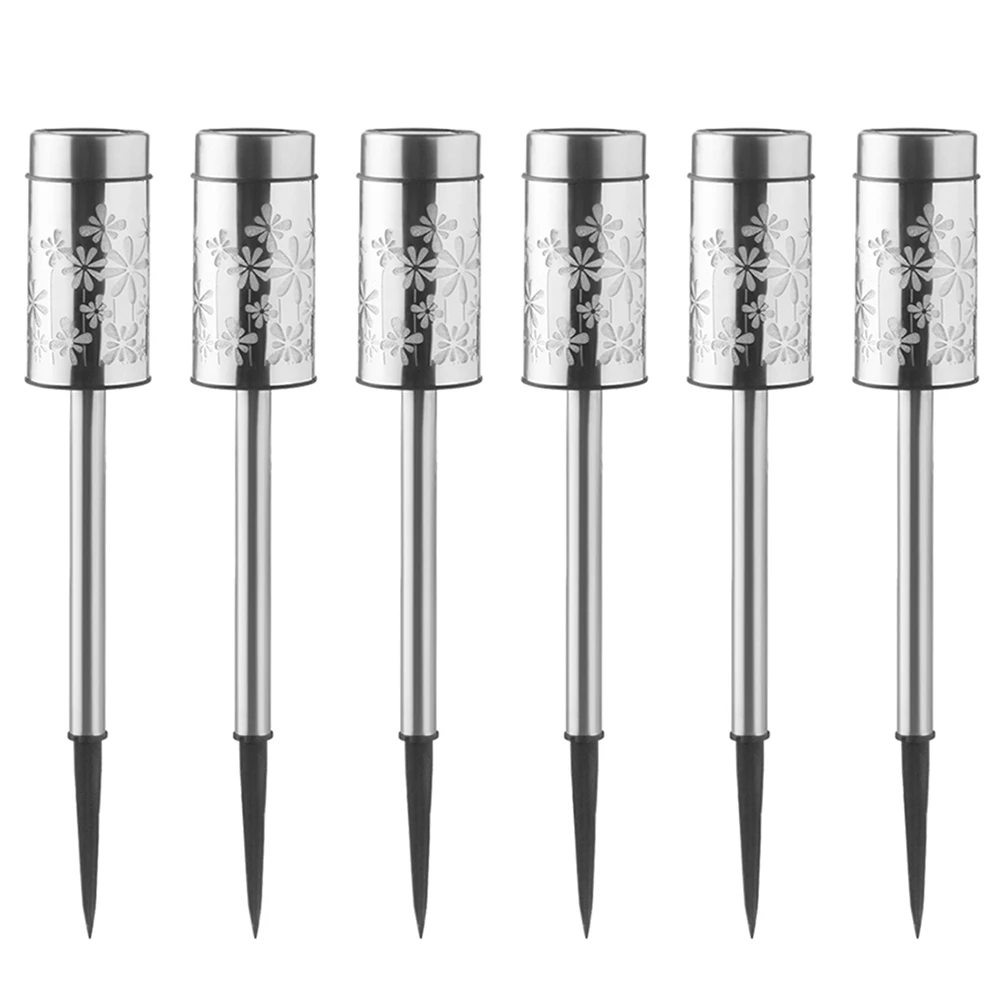 

6x Stainless Steel LED Solar Lawn Light Waterproof Outdoor Garden Yard Path Lamp Soft Light Effect Not Dazzling Non Fading