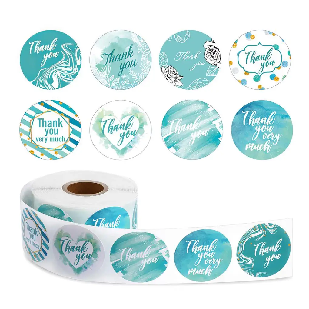 

Thank You Stickers 8 Types of Floral Thank You Seal Sticker Packaging Round Labels for New Year Christmas Birthday Party Gift