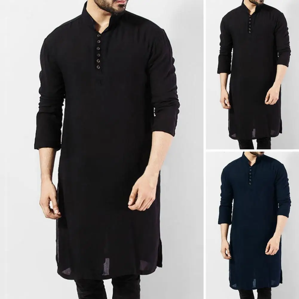 

Мужская рубашка с воротником на пуговицах, Мужская Осенняя рубашка в арабском стиле, мужская повседневная рубашка