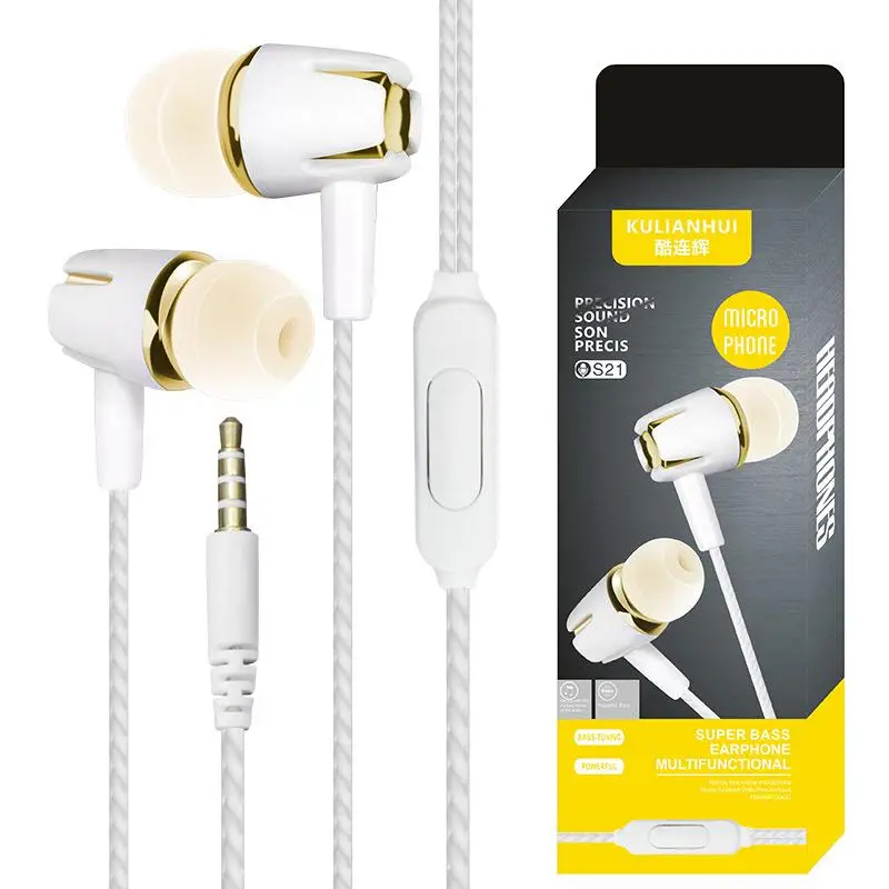 

S-21 Wired Headphones Noise Cancelling Stereo In-ear Earphone Sport Music Headset With Mic 3.5mm Jack Universal Earpods