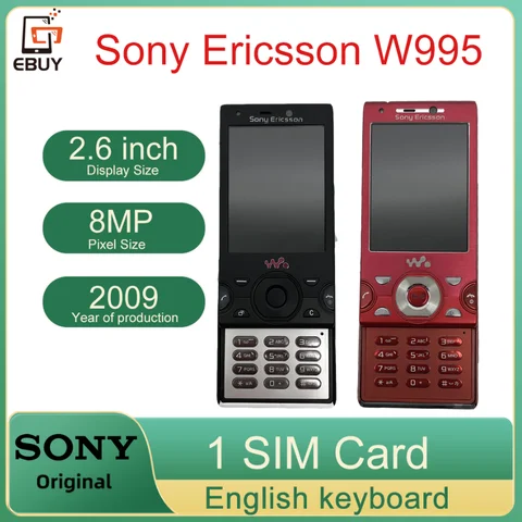 Оригинальный мобильный телефон Sony Ericsson W995 3G слайдер 2,6 дюйма 8,1 МП камера FM-радио Bluetooth Wi-Fi разблокированный мобильный телефон