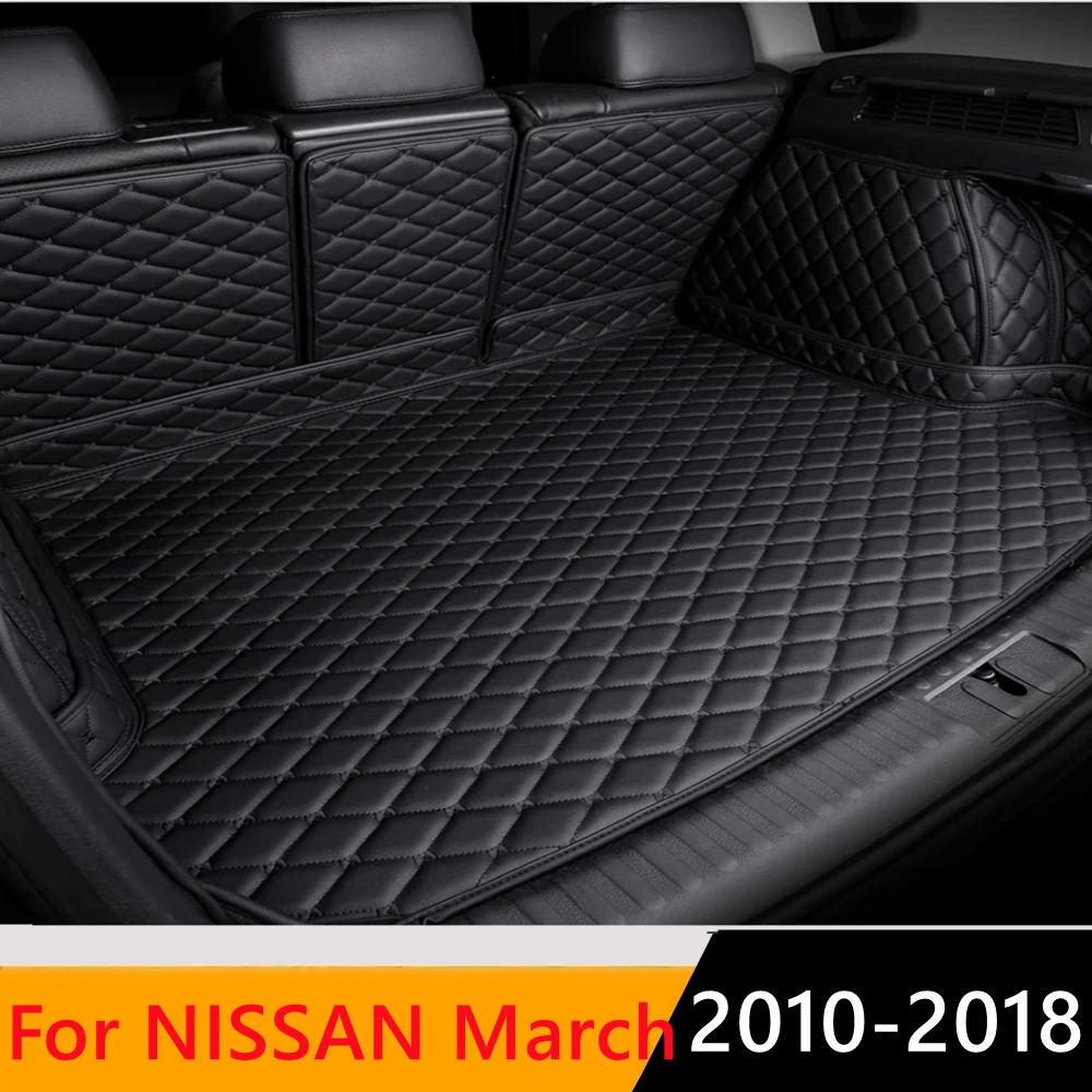 

Sinjayer Waterproof Highly Covered Car Trunk Mat Tail Boot Pad Carpet High Side Rear Cargo Liner For NISSAN March 2010 2011-2018