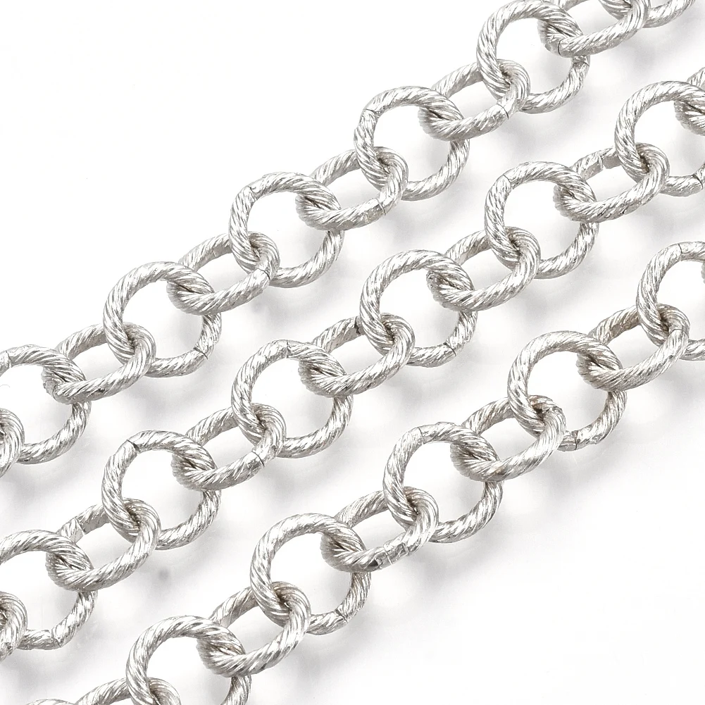 

12m/roll Iron Rolo Chains Belcher Chain Link Cross Chain Unwelded with Spool Textured for DIY Bracelet Necklace Link: 9x1.5mm