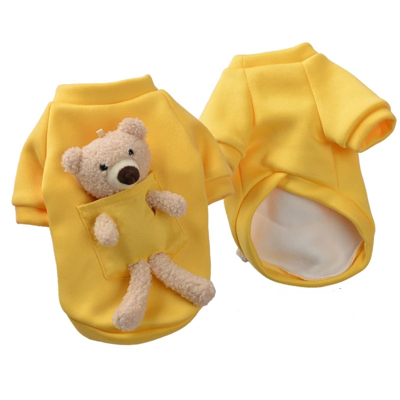 

Pet Dog Costume Withe Cute Animal Pocket Bear Soft Pullover Dog Shirt Jacket Sweatshirt Cat Sweater Pets Clothing Outfit
