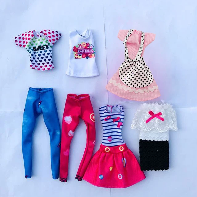 Аксессуары для кукол 12 предметов/партия Бесплатная доставка = 6 топов + брюк |