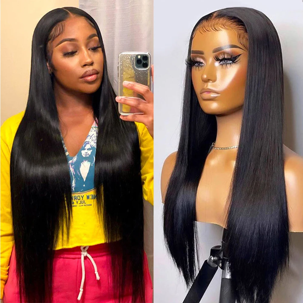 Karbalu 30 Inch Straight Lace Front Wig HD Lace Frontal Wig Peruvian Transparent Lace Front Human Hair Wigs 4X4 Lace Closure Wig