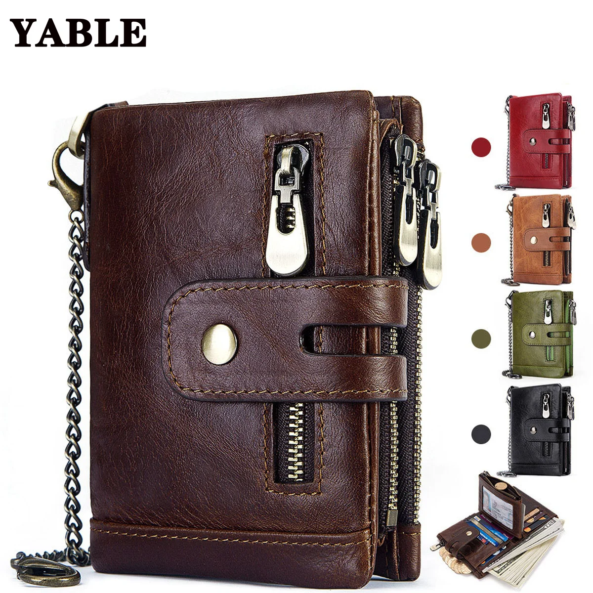 

Men's Wallet Wallet Leather RFID Swiping Leather Wallet Trifold Multiple Card Slots Crazy Horse Leather Coin Pocket Men's Bag