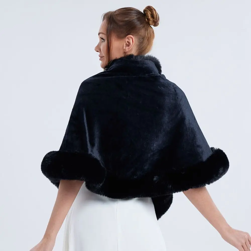 Модная зимняя теплая плюшевая шаль утепленное пальто кардиган накидка с