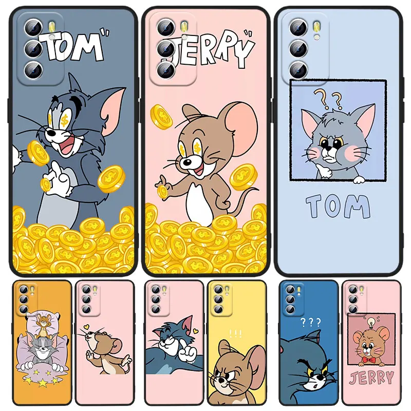 

Funny Tom Jerry Cat Mouse Phone Case For OPPO A5 A9 A12 A1K AX7 A72 A52 A31 A53 A53S A73 A93 A94 A74 A16 2018 2020 Black luxury