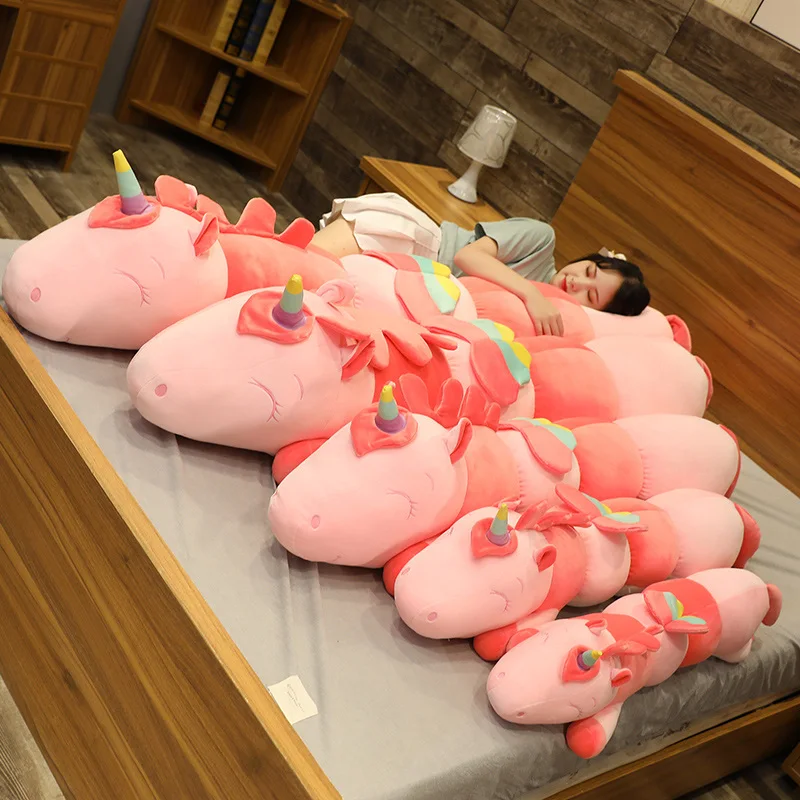 

Interesting Long Caterpillar Shaped Unicorn Doll Good Hug Illow And Warm Sofa Decoration When Sleeping And Resting