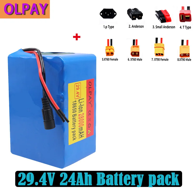 

24V 24Ah 7S5P Batterij 250W 29.4V 24000Mah Lithium Ion Batterij Voor Rolstoel Elektrische Fiets Pak Met Bms + Lader