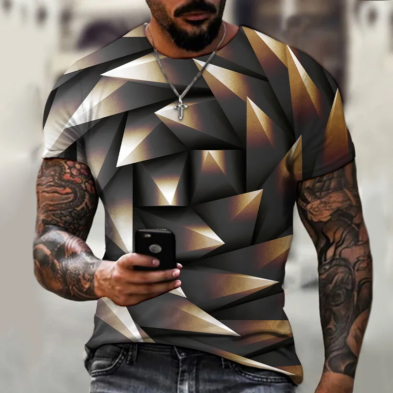 

3D men's T-shirt Fashion hip-hop O-neck short-sleeved shirt Abstract Harajuku men's T-shirt oversized T-shirt men's clothing