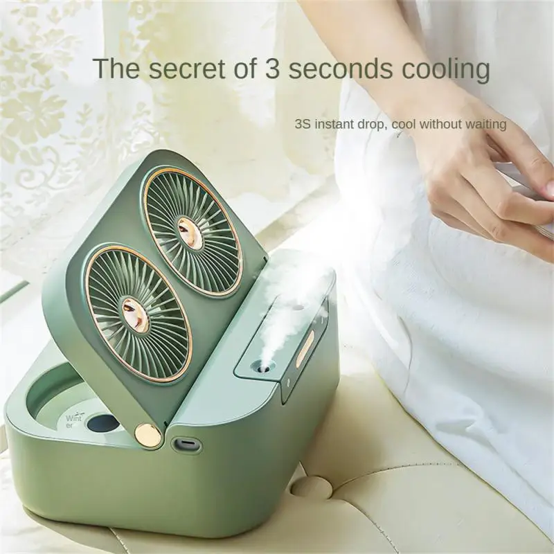 

Portable Double-leaf Usb Desktop Air Conditioning Ultrasonic Nano Ice Mist Water-cooled Spray Fan Small Spray Fans cooling Fan