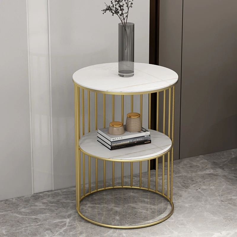 

Metal Gold Balcony Coffee Tables Design Marble Side Marble Coffee Tables Center Luxury Mesa Auxiliar Home Furniture WW50RC