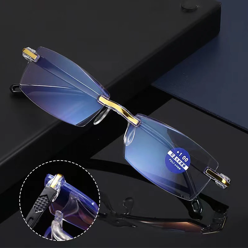 

Business Half Frame Reading Glasses Black Computer Myopia Glasses Older Men and Women High Quality 1.0~4.0