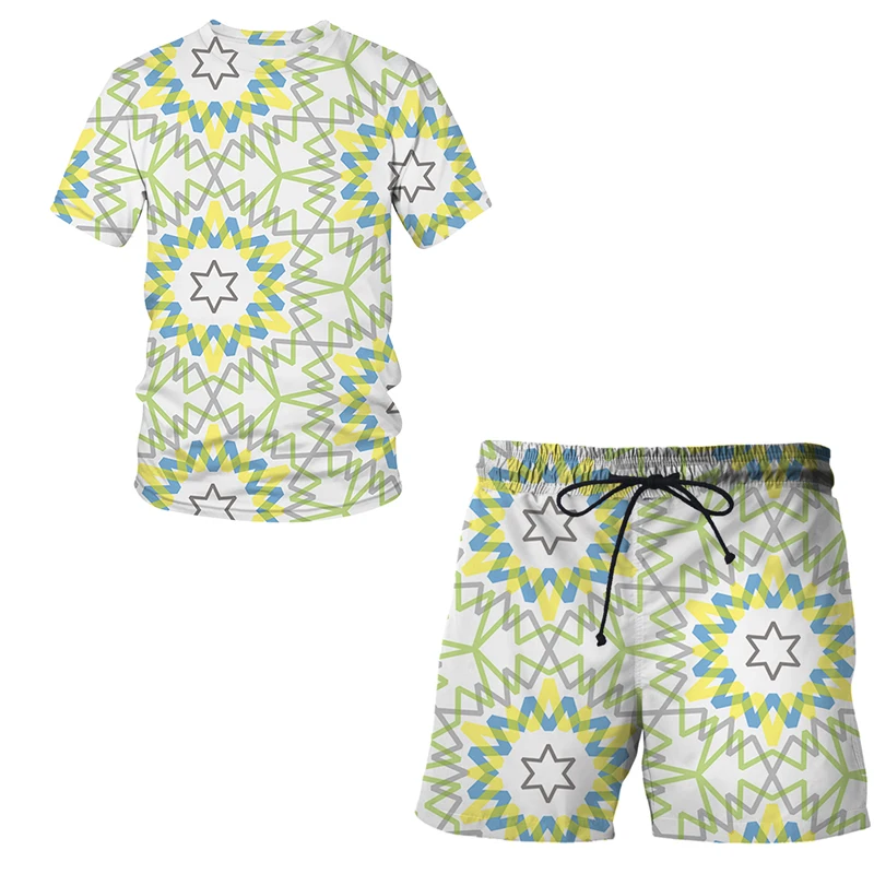 

2022 New Japanese Style 3D Print Sweat Suit 2 Piece Set Men Short Sleeve T Shirt + Beach Shorts Casual Men TShirt Men clothing