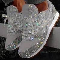 new style plus size sneakers sequined mesh shoes women casual shoes chunky shoes lightweight breathable flat shoes