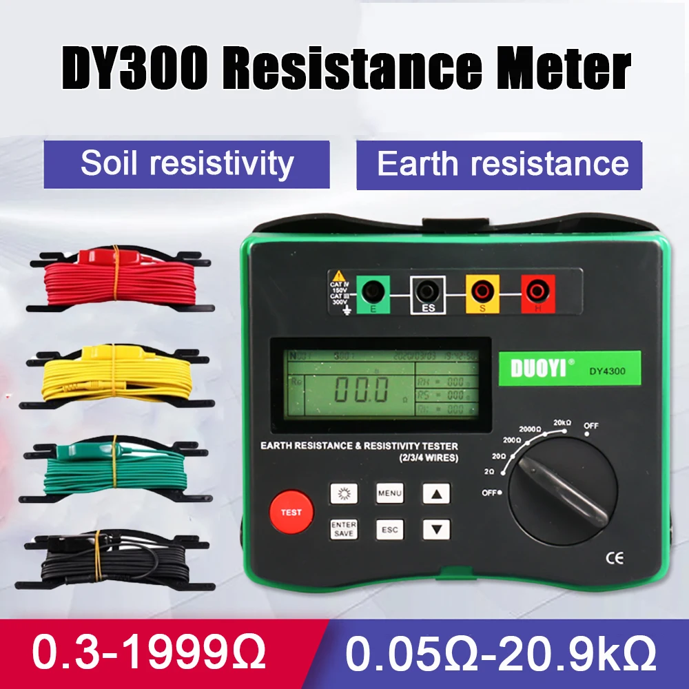 

DY4300 Earth Resistance Tester Ground Car Electrician Detection Tools Portable Earth Resistivity Meter Voltage Digital Tester