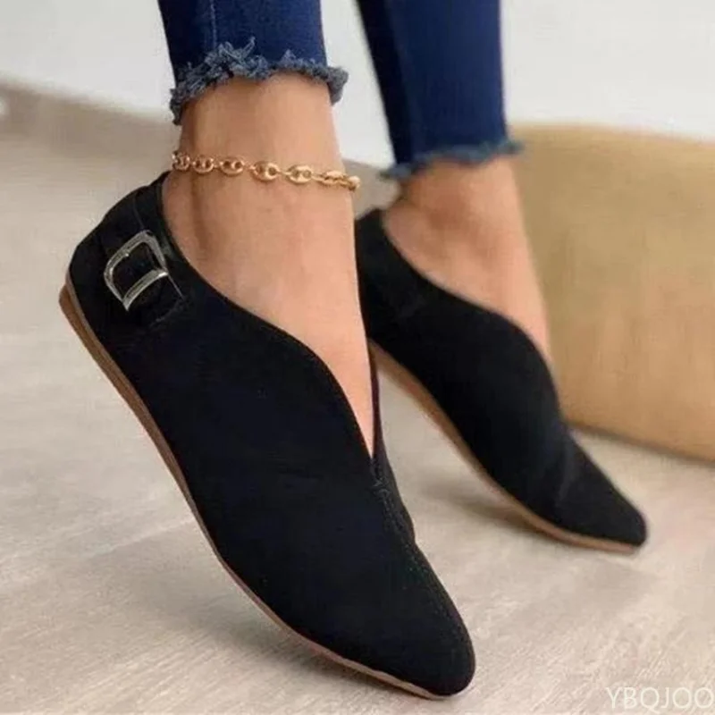 Women's Loafers Retro Pointed Toe Suede Flat Shoes 2023 Summer Fashion Slip on Casual Sneakers Female Feetwear Zapatos De Mujer
