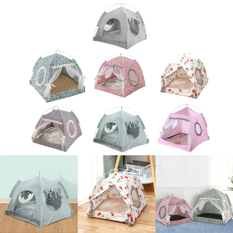

Pet Tent Bed House Summer Cave 2-Sided Removable Cushion Easy to Clean